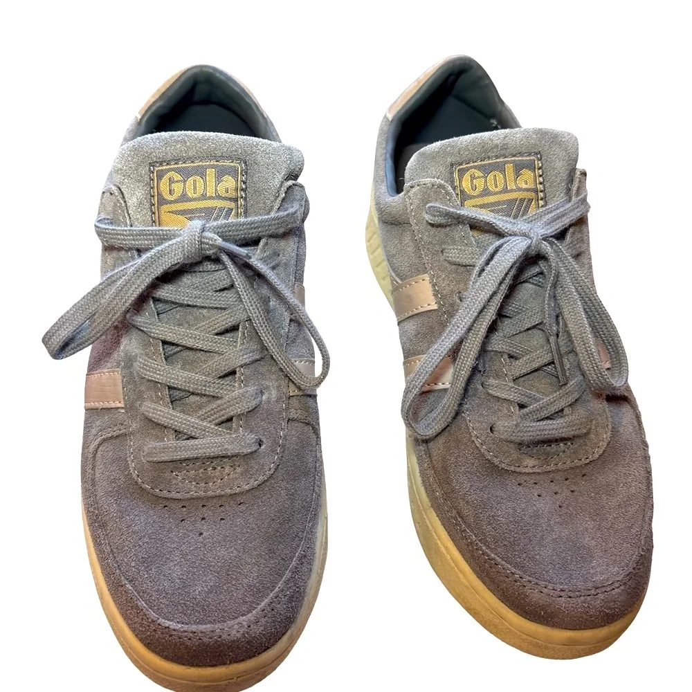 Gola Grandslam Suede Platform Gray and Tan Sneakers 7